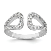 Sterling Silver Rhodium-plated Polished CZ Open Top Size 8 Ring