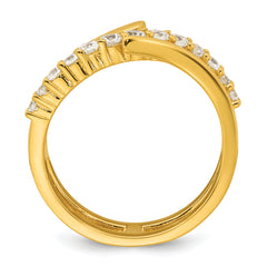 Sterling Silver Gold-tone Polished Fancy CZ Size 8 Bypass Ring