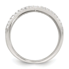 Sterling Silver Polished White CZ Fancy Crossed Size 8 Ring