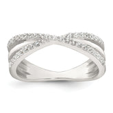 Sterling Silver Polished White CZ Fancy Crossed Size 8 Ring