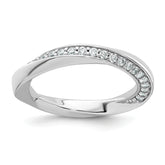 Sterling Silver Rhodium-plated Polished and Twisted CZ 3.1mm Band Size 8 Ring