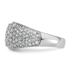Sterling Silver Rhodium-plated Polished Tapered Pave CZ Size 8 Ring