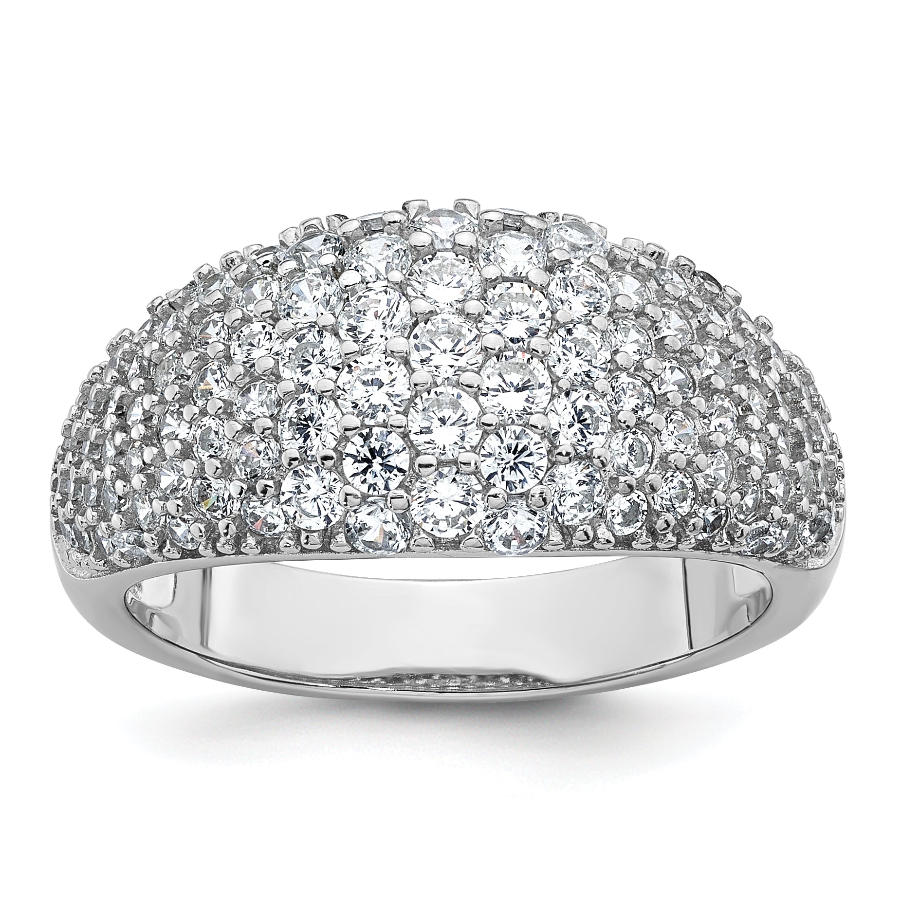 Sterling Silver Rhodium-plated Polished Tapered Pave CZ Size 8 Ring