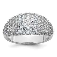 Sterling Silver Rhodium-plated Polished Tapered Pave CZ Size 8 Ring