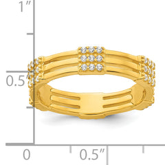 Sterling Silver Gold-tone Polished CZ 3-Row Size 8 Eternity Band Ring