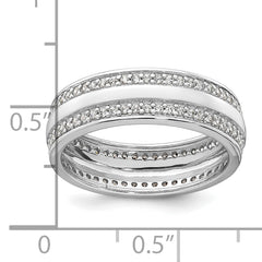 Sterling Silver Rhodium-plated Polished 6.5mm CZ Band Size 8 Ring