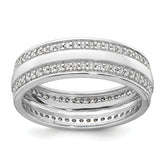 Sterling Silver Rhodium-plated Polished 6.5mm CZ Band Size 8 Ring