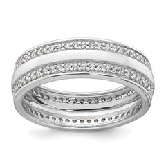 Sterling Silver Rhodium-plated Polished 6.5mm CZ Band Size 8 Ring