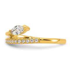 Sterling Silver Gold-plated Polished Fancy Marquise and Round CZ Size 8 Ring