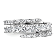 Sterling Silver Rhodium-plated Polished CZ Wrapped Band Size 8 Ring