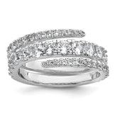 Sterling Silver Rhodium-plated Polished CZ Wrapped Band Size 8 Ring