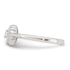 Sterling Silver Polished Round White CZ Cushion Halo Size 8 Ring