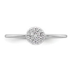 Sterling Silver Rhodium-plated Polished Pave CZ Circle Size 8 Ring