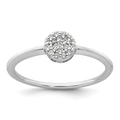 Sterling Silver Rhodium-plated Polished Pave CZ Circle Size 8 Ring