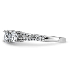 Sterling Silver Rhodium-plated Polished CZ Three Stone Split Shank Size 8 Ring