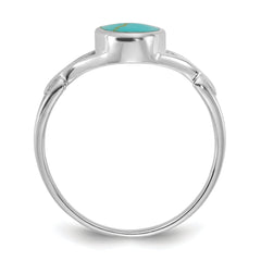 Sterling Silver Rhodium-plated Polished Oval Reconstituted Turquoise Size 8 Ring