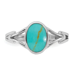 Sterling Silver Rhodium-plated Polished Oval Reconstituted Turquoise Size 8 Ring