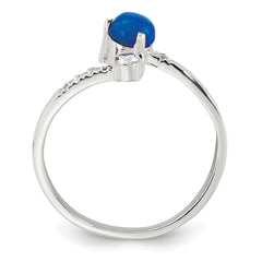 Sterling Silver Polished Opal and CZ Bypass Ring