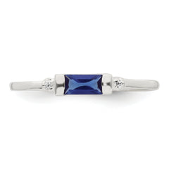 Sterling Silver Polished Blue and White Rectangular CZ Size 8 Ring