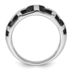 Sterling Silver Rhodium-plated Enameled Polished Multi-Cross Size 11 Men's Ring