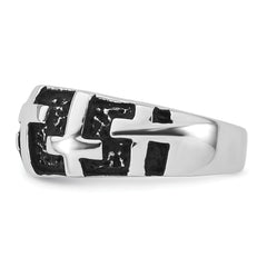 Sterling Silver Rhodium-plated Enameled Polished Multi-Cross Size 11 Men's Ring
