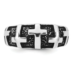 Sterling Silver Rhodium-plated Enameled Polished Multi-Cross Size 11 Men's Ring