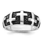Sterling Silver Rhodium-plated Enameled Polished Multi-Cross Size 11 Men's Ring