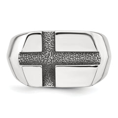 Sterling Silver Antiqued Cross Mens Size 11 Ring