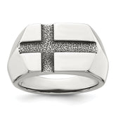Sterling Silver Antiqued Cross Mens Size 11 Ring