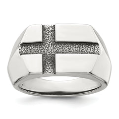Sterling Silver Antiqued Cross Mens Size 11 Ring