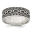 Sterling Silver Polished Beaded Antiqued Chain Link Band Size 11 Mens Ring