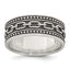 Sterling Silver Polished Beaded Antiqued Chain Link Band Mens Ring - Sophia Jewelers