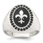 Fleur de Lis Signet Ring in Sterling Silver with Black Crystals, Size 9–11 - Sophia Jewelers
