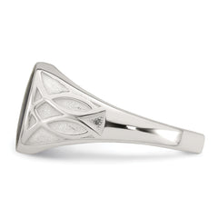 Sterling Silver Polished and Textured Black Enameled Size 11 Mens Signet Ring