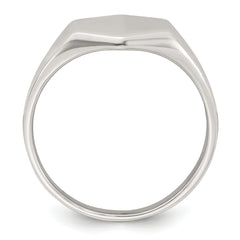 Sterling Silver Polished 12.2mm x 11.4mm Hexagon Closed Back Size 11 Mens Signet Ring