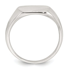 Sterling Silver Polished Brushed and Grooved 15.3mm x 13.2mm Rectangle Closed Back Size 11 Mens Signet Ring