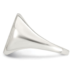 Sterling Silver Polished Brushed and Grooved 15.3mm x 13.2mm Rectangle Closed Back Size 11 Mens Signet Ring