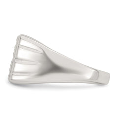 Sterling Silver Polished and Grooved White CZ Square Size 11 Mens Ring