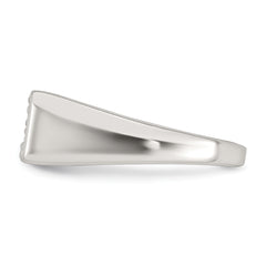 Sterling Silver Polished White CZ Rectangular Size 11 Mens Ring
