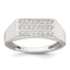 Sterling Silver Polished White CZ Rectangular Mens Ring - Sophia Jewelers