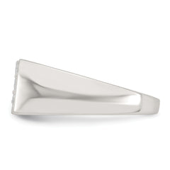 Sterling Silver Polished and Grooved White CZ Size 11 Mens Ring