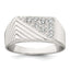 Sterling Silver Polished and Grooved White CZ Mens Ring - Sophia Jewelers