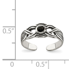 Sterling Silver Antiqued black CZ Toe Ring