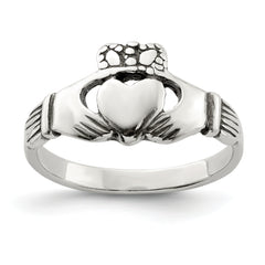 Sterling Silver Antiqued Claddagh Ring