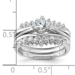 Sterling Silver Rhodium-plated CZ Ring Set