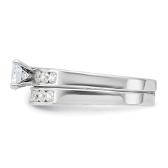 Sterling Silver Rhodium-plated CZ Ring Set