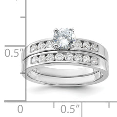 Sterling Silver Rhodium-plated CZ Ring Set