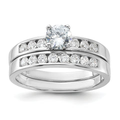 Sterling Silver Rhodium-plated CZ Ring Set