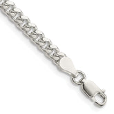 Sterling Silver 4mm Domed With  Side Diamond-Cut Curb Chain