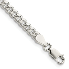 Sterling Silver 4mm Domed With Side Diamond-Cut Curb Chain
